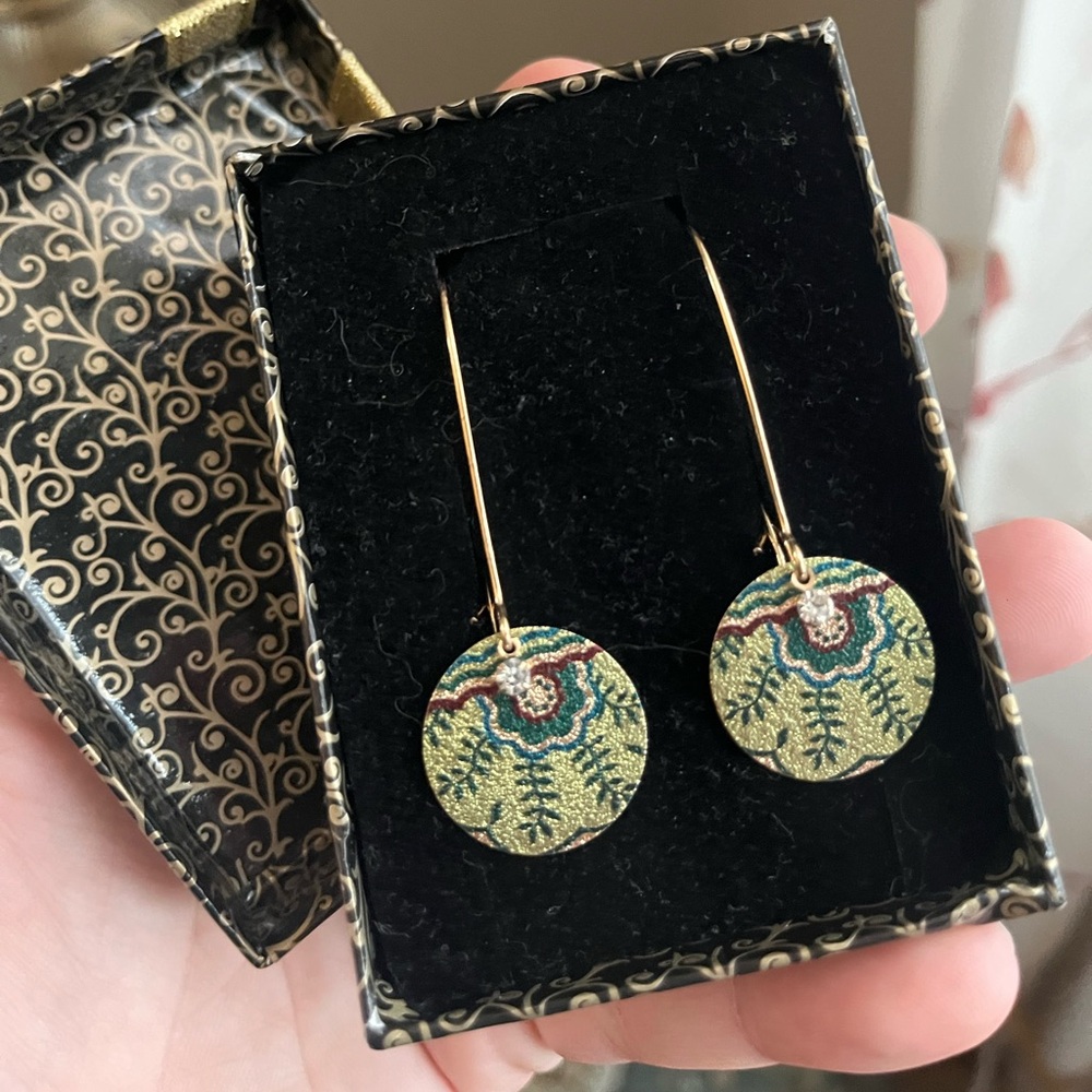 Green Hoop Earrings